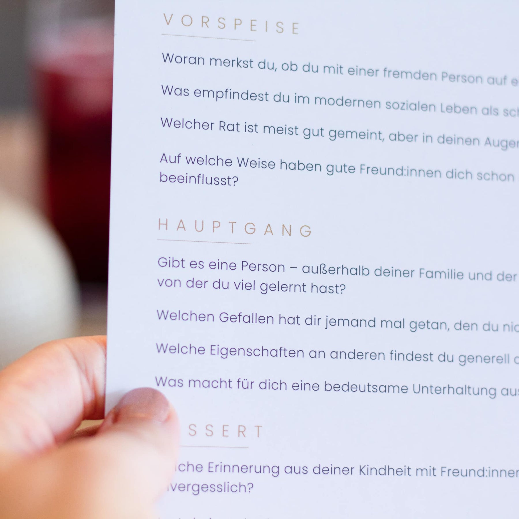 Sondermoment Fragenmenü Karten